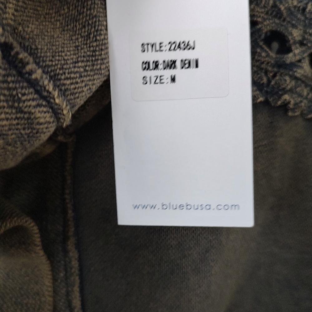 High low, lace trimmed, French Terry denim jacket - Picture 10 of 13